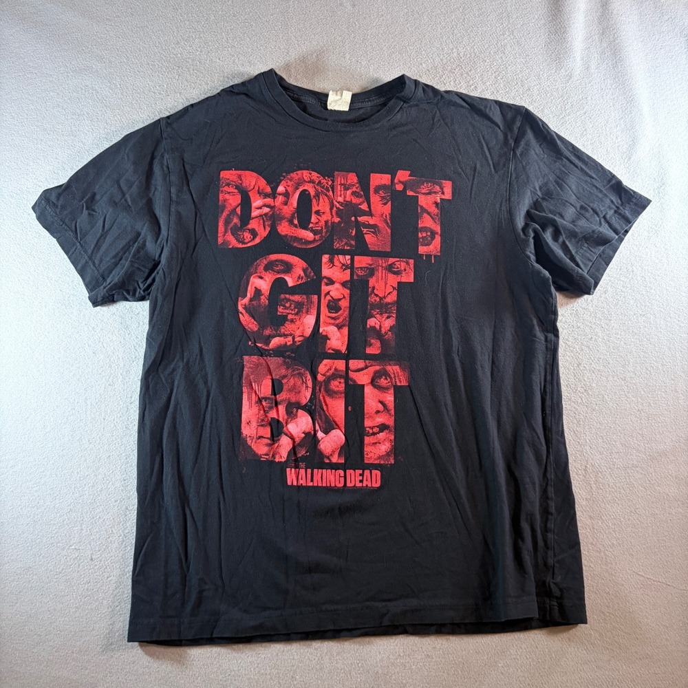 AMC The Walking Dead Mens Dont Get Bit Zombie Graphic T-Shirt Black 2012 L